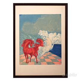 Serigrafia cavalli multiplo firmato Aligi Sassu