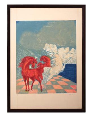 Serigrafia cavalli multiplo firmato Aligi Sassu
