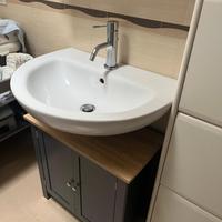 Lavabo ceramica 65x50 mobile arredo legno 60x60x30