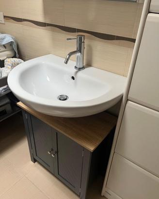 Lavabo ceramica 65x50 mobile arredo legno 60x60x30