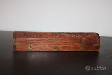 Incensiera Vintage Artigianale in Legno e Ottone -