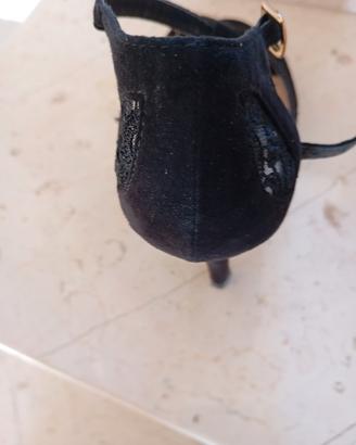 scarpe alte con perline nere
