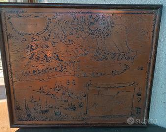 MAPPA  SU RAME   BARCELLONA  SPAGNA   ANNO 1608