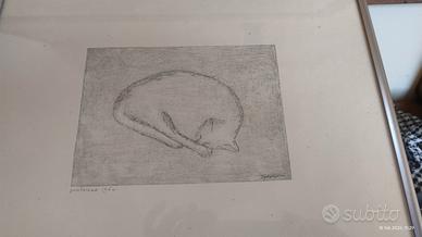 Tito Pasini " gatto " 1960 punta secca