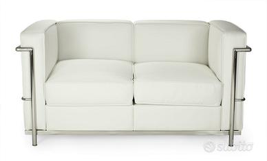 Divano design Lc2 vera pelle bianca