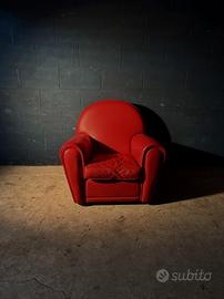 Poltrona club in vera pelle red  made in italy 