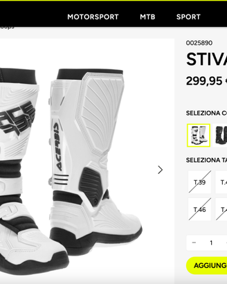 Stivali Motocross Acerbis Whoops- NUOVI -Taglia 41