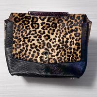 Borsa leopardata e multicolore Vera Pelle
