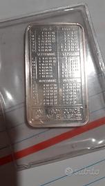 lingottino 1 oz Argento 999  calendario 1997 