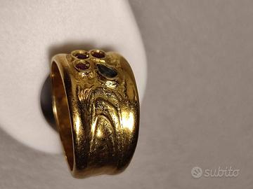 Anello in oro giallo 18k/750 anni 40 con pietre