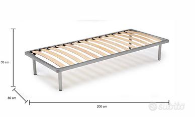Rete letto singola 80x200 con doghe in legno
