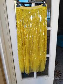 gonna gialla in tulle e fullpaillettes