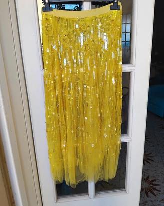 gonna gialla in tulle e fullpaillettes