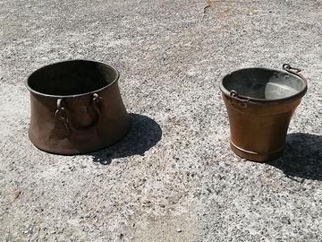 Coppia  secchio/contenitore  in  metallo   Vintage