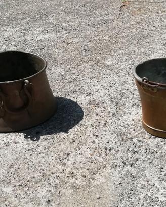 Coppia  secchio/contenitore  in  metallo   Vintage