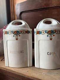 Coppia di contenitori in ceramica caffè zucchero