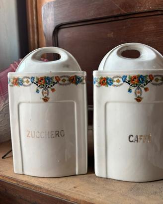 Coppia di contenitori in ceramica caffè zucchero