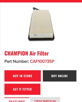 Filtro Aria motore Champions CAF100735P - NUOVO 