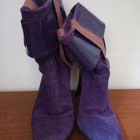 Stivali  viola con tacco donna, taglia 39