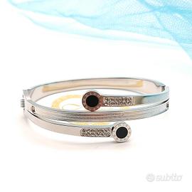 Bracciale da donna rigido acciaio zirconi