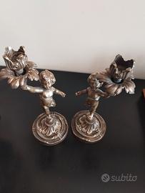 candeliere  di cherubini in bronzo, eleganti
