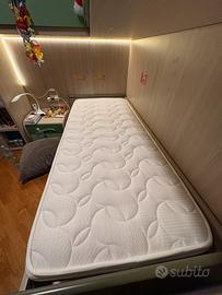 Letto contenitore,rete,materasso,lenzuola piumino