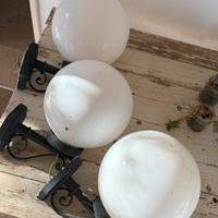 3 Applique da parete esterne sfera bianca