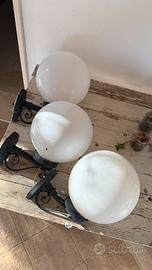 3 Applique da parete esterne sfera bianca