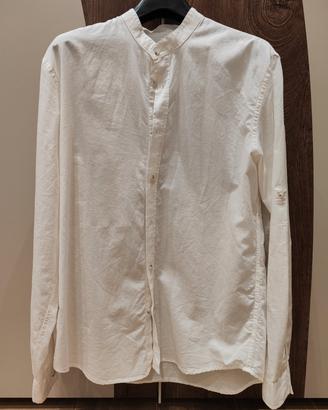 Camicia uomo lino bianca collo coreano TERRANOVA