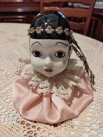 Testa Pierrot in ceramica vintage anni 80  firmata