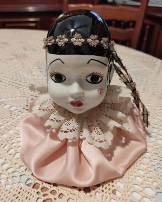 Testa Pierrot in ceramica vintage anni 80  firmata