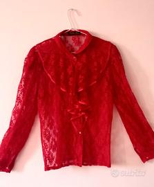 Blusa di pizzo rosso vintage