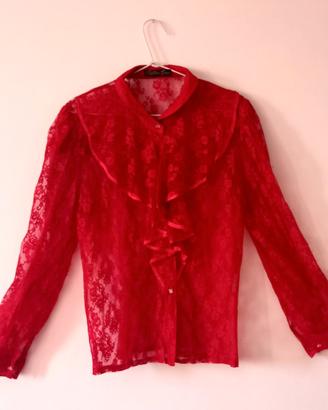 Blusa di pizzo rosso vintage