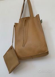 DIDI Details-Borsa tote Pelle cammello e pochette