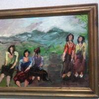 Olio su tavola 29x38 amiche Chiancone