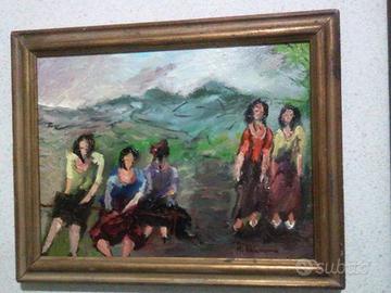 Olio su tavola 29x38 amiche Chiancone