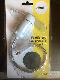 Mini Ventilatore con orologio a led usb
