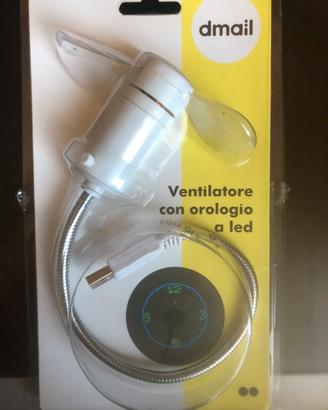 Mini Ventilatore con orologio a led usb
