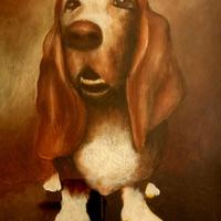 DIPINTO D'AUTORE-LUIGI RUSSO-META' XX SEC-BASSOTTO