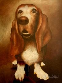 DIPINTO D'AUTORE-LUIGI RUSSO-META' XX SEC-BASSOTTO