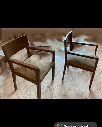 2 poltrone vintage legno e tessuto 