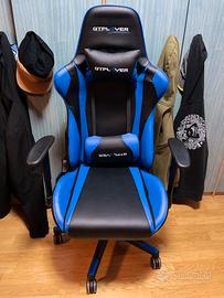 Sedia Gaming GTPLAYER nera e blu con cuscini