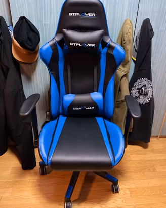 Sedia Gaming GTPLAYER nera e blu con cuscini