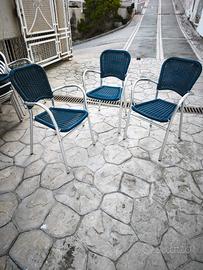 sedia bar in alluminio e corda blu