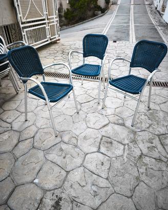 sedia bar in alluminio e corda blu