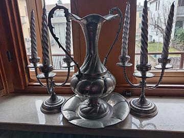 CANDELABRI E COPPA PELTRO