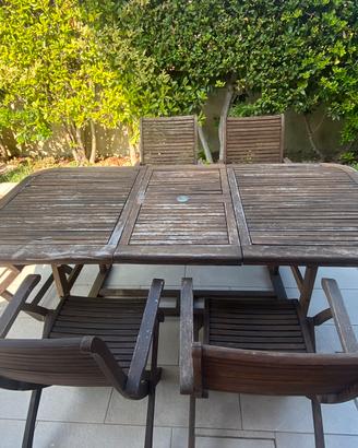 Tavolo giardino in legno+sedie