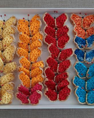 Set 33 farfalle realizzate all'uncinetto NUOVE