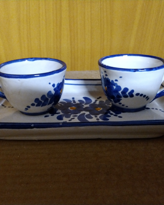 Coppia di Tazzine da Caffè in ceramica dipinte a m
