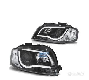 FARI AUDI A3 8P 03-08 CON DRL LED NERI
